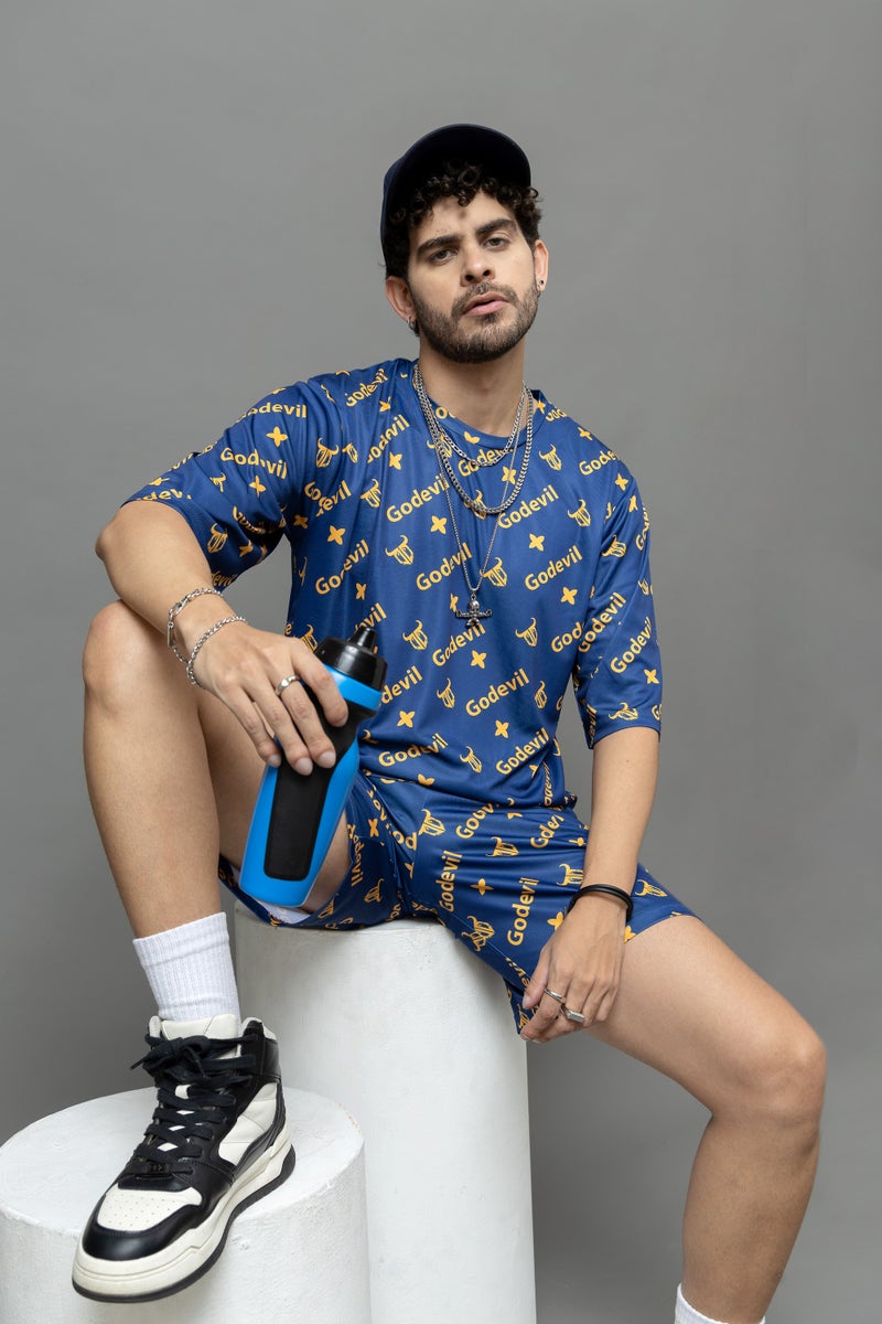 Go Devil Printed Blue Co-Ord Set For Men - Image 3